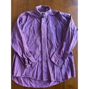 Vintage Members Only Purple Button Down Two Pocket Work Shirt - Size Large